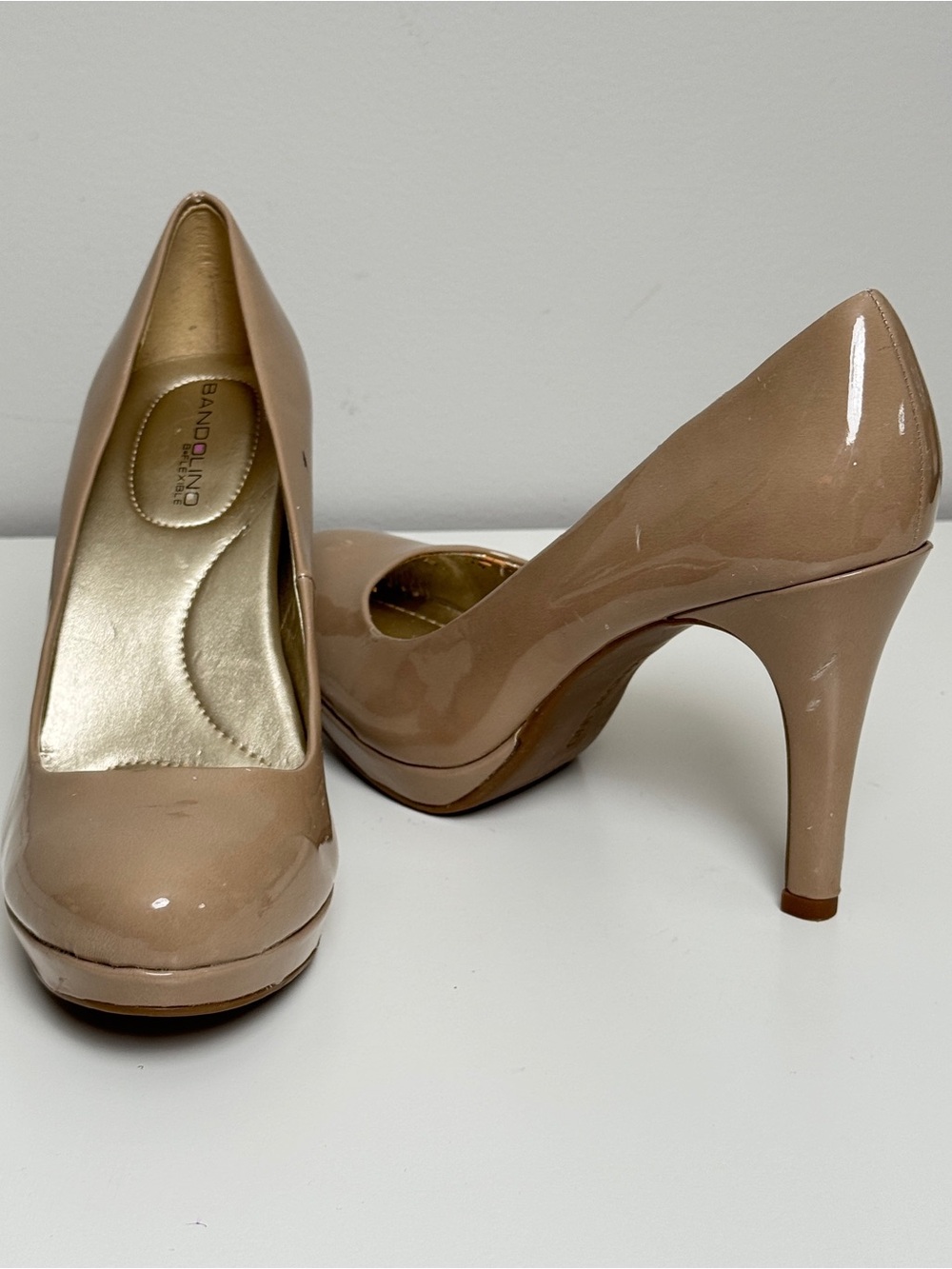 Bandolino Bria Nude Patent Platform Pumps Stiletto Heels 8W